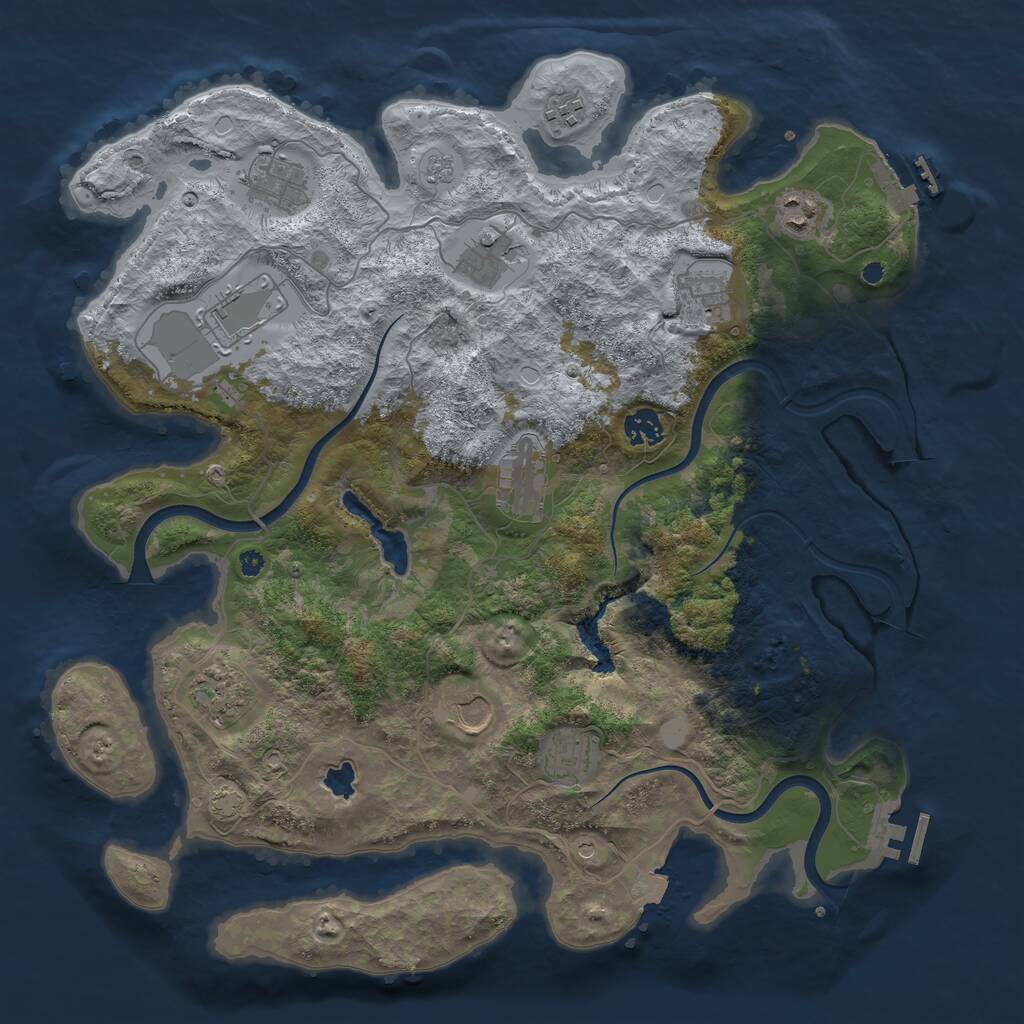 Rust Map: Procedural Map, Size: 4000, Seed: 643324, 17 Monuments