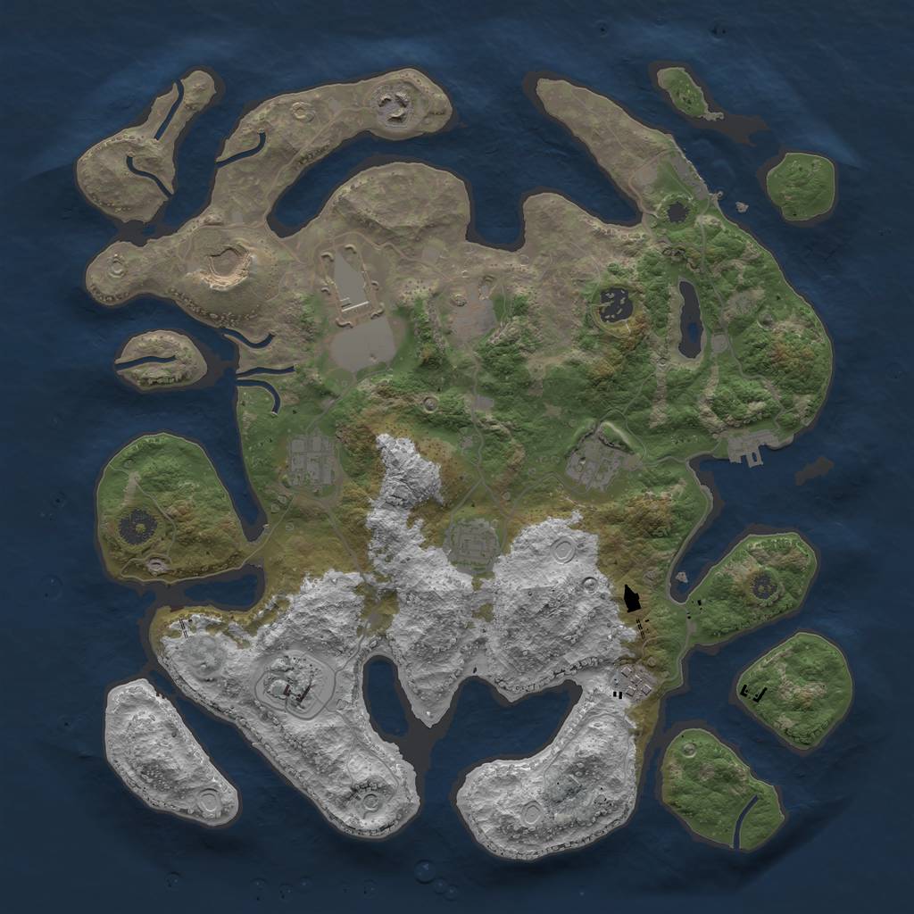 Rust Map: Procedural Map, Size: 3850, Seed: 1983237091, 15 Monuments