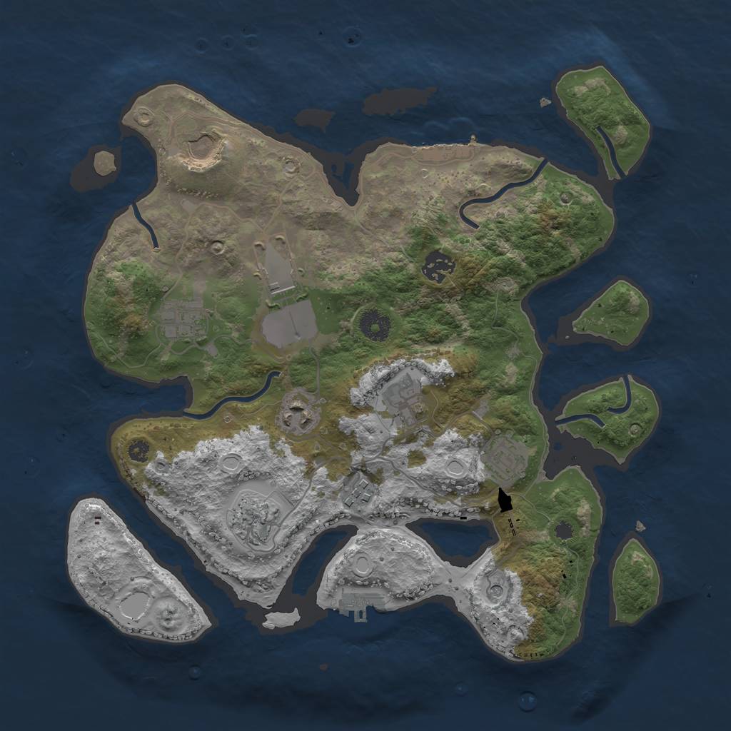 Rust Map: Procedural Map, Size: 3500, Seed: 242459, 14 Monuments