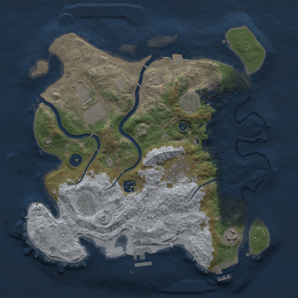 Rust Map: Procedural Map, Size: 3500, Seed: 242459, 13 Monuments