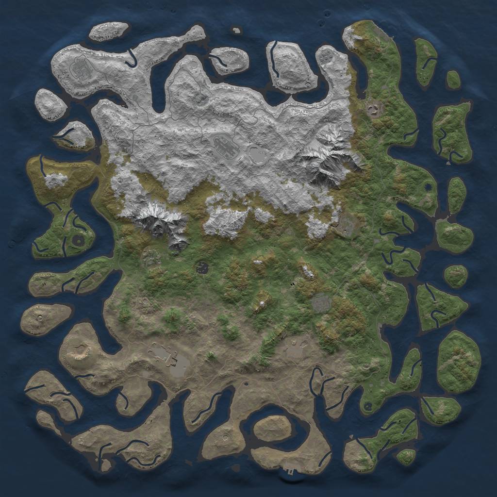 Rust Map: Procedural Map, Size: 6000, Seed: 6699502, 16 Monuments