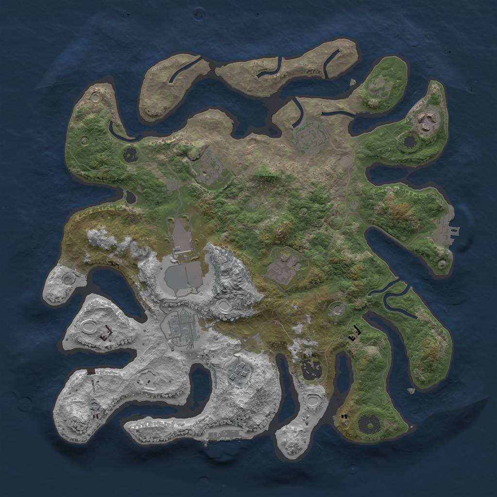 Rust Map: Procedural Map, Size: 3500, Seed: 17769, 13 Monuments