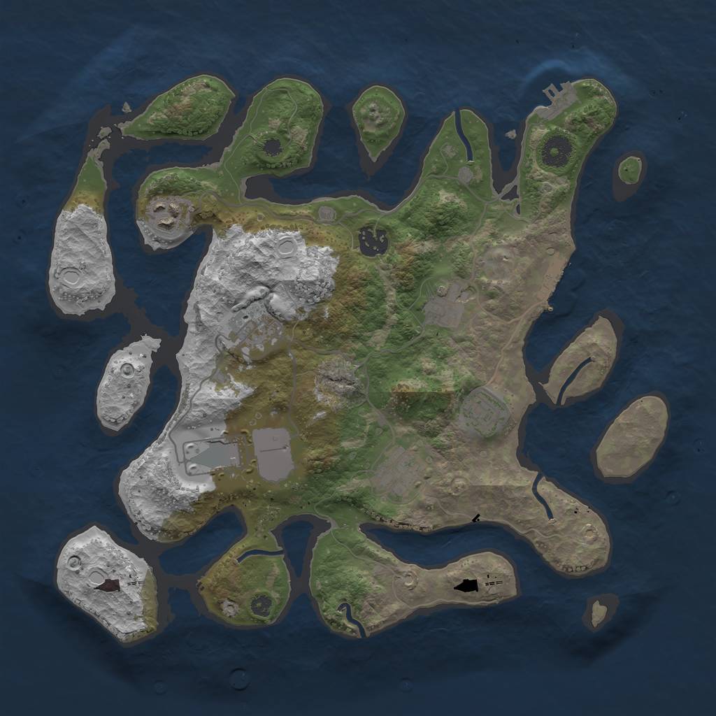 Rust Map: Procedural Map, Size: 3500, Seed: 987456756, 11 Monuments