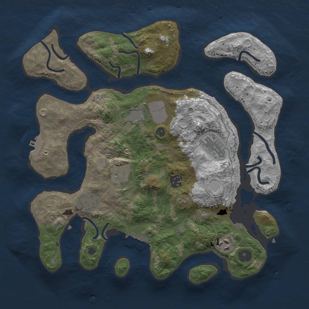 Rust Map: Procedural Map, Size: 3550, Seed: 123466689, 11 Monuments