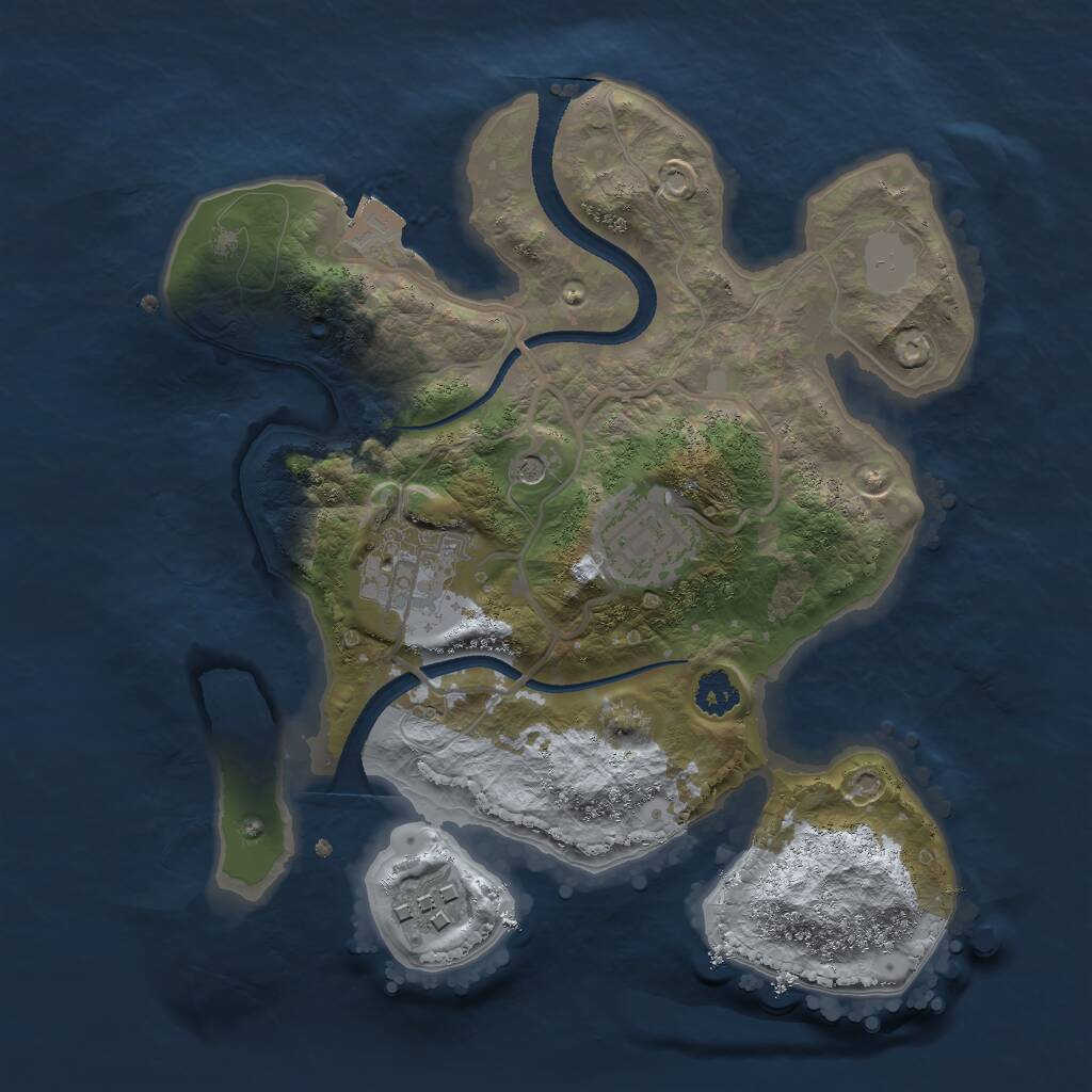 Rust Map: Procedural Map, Size: 2500, Seed: 1443, 5 Monuments