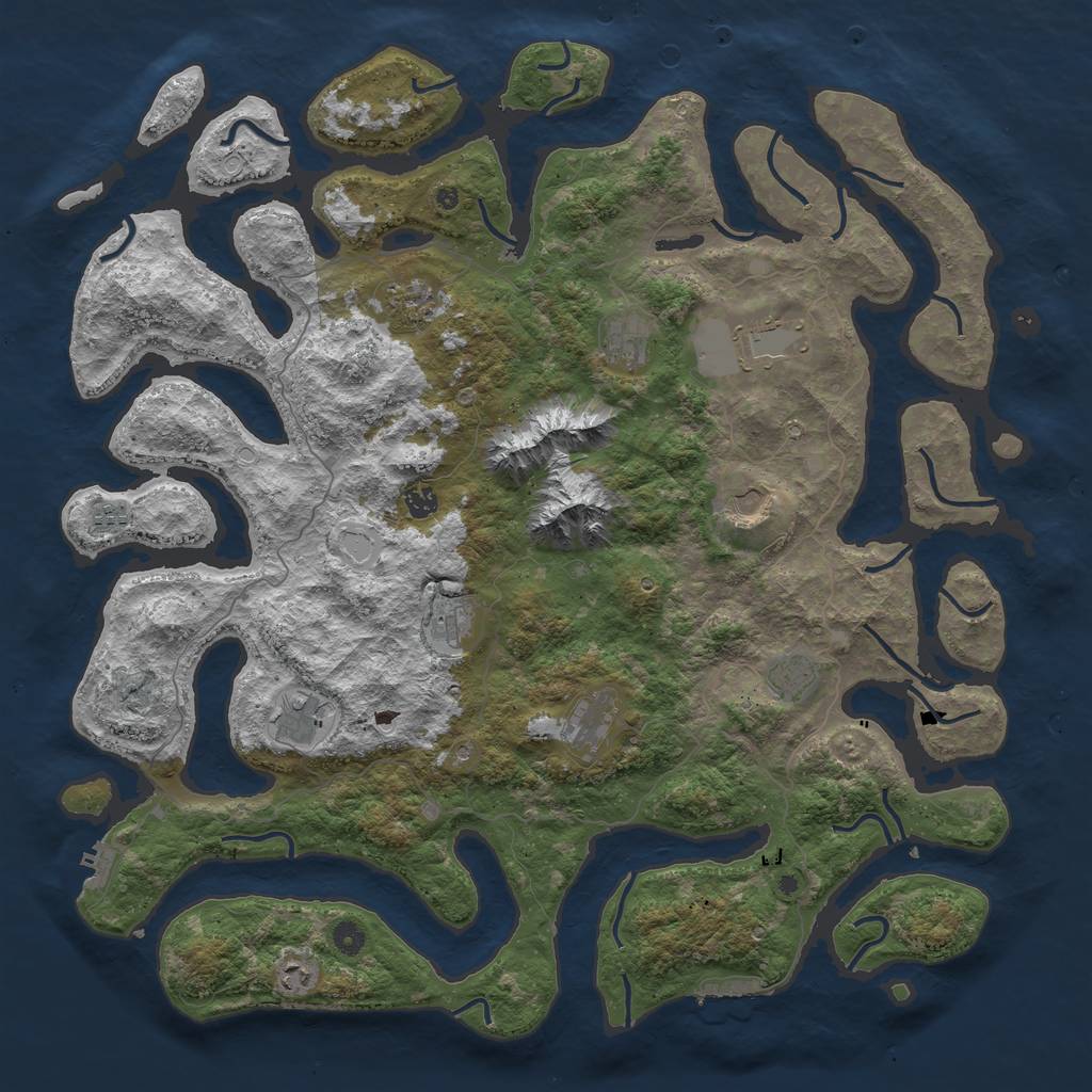 Rust Map: Procedural Map, Size: 5000, Seed: 190473, 16 Monuments