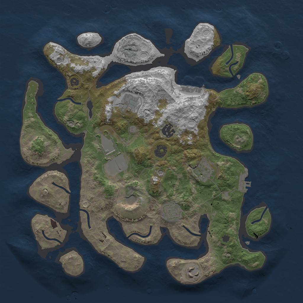 Rust Map: Procedural Map, Size: 3500, Seed: 347683, 12 Monuments