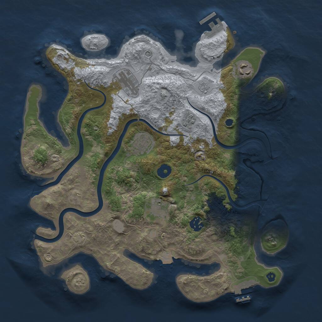 Rust Map: Procedural Map, Size: 3500, Seed: 347683, 12 Monuments