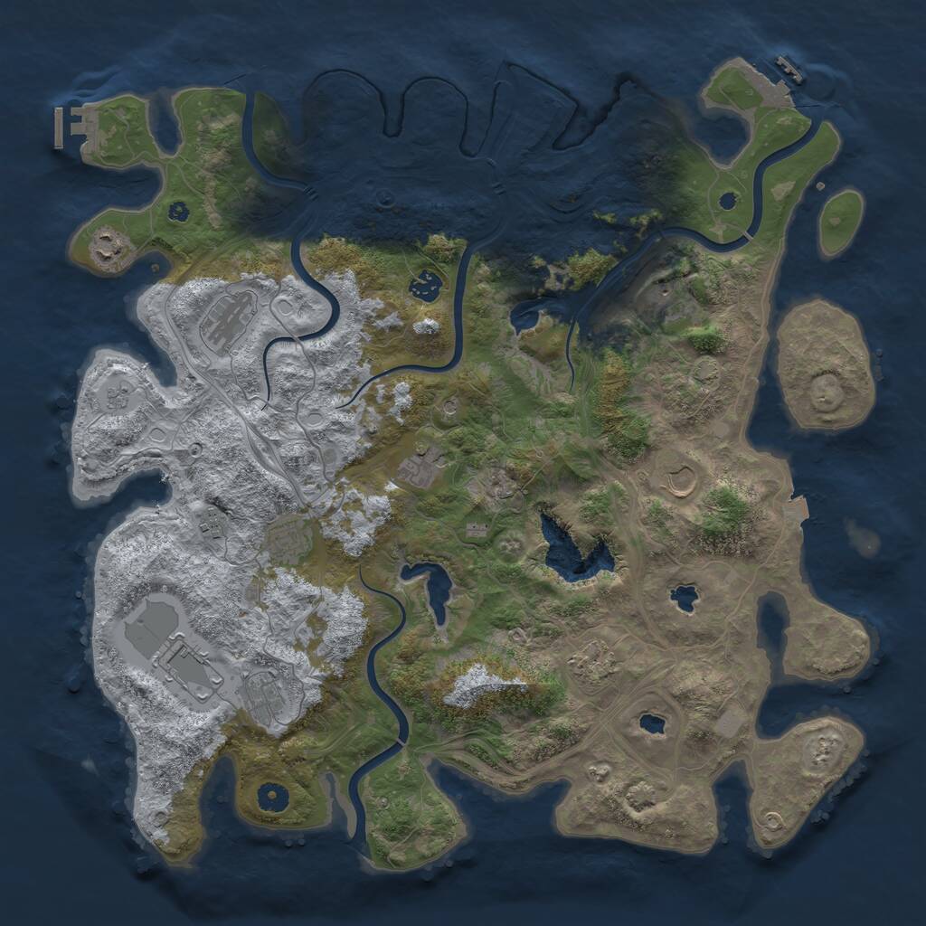 Rust Map: Procedural Map, Size: 4500, Seed: 3650584, 17 Monuments