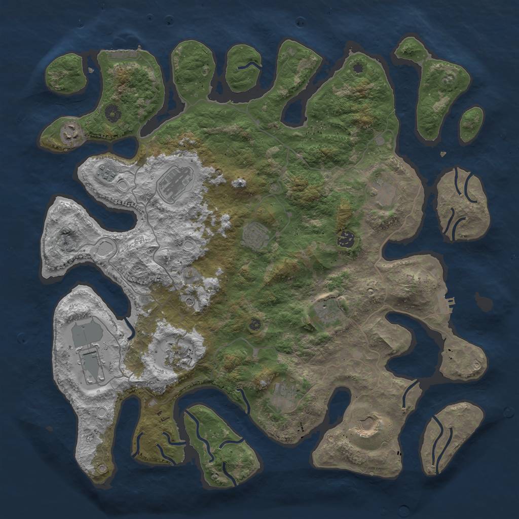 Rust Map: Procedural Map, Size: 4500, Seed: 3650584, 16 Monuments