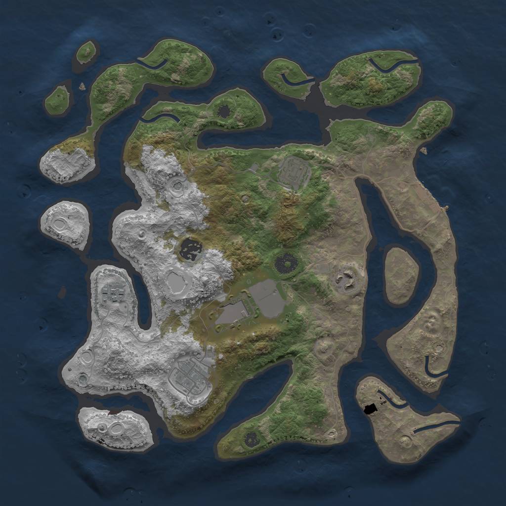 Rust Map: Procedural Map, Size: 3500, Seed: 1972764771, 10 Monuments