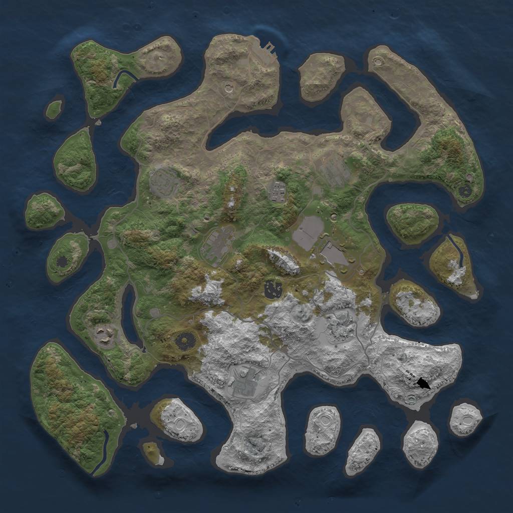 Rust Map: Procedural Map, Size: 4000, Seed: 286062893, 13 Monuments