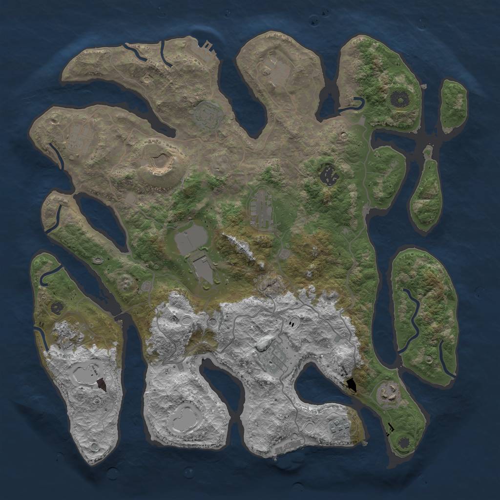 Rust Map: Procedural Map, Size: 4050, Seed: 791251083, 16 Monuments