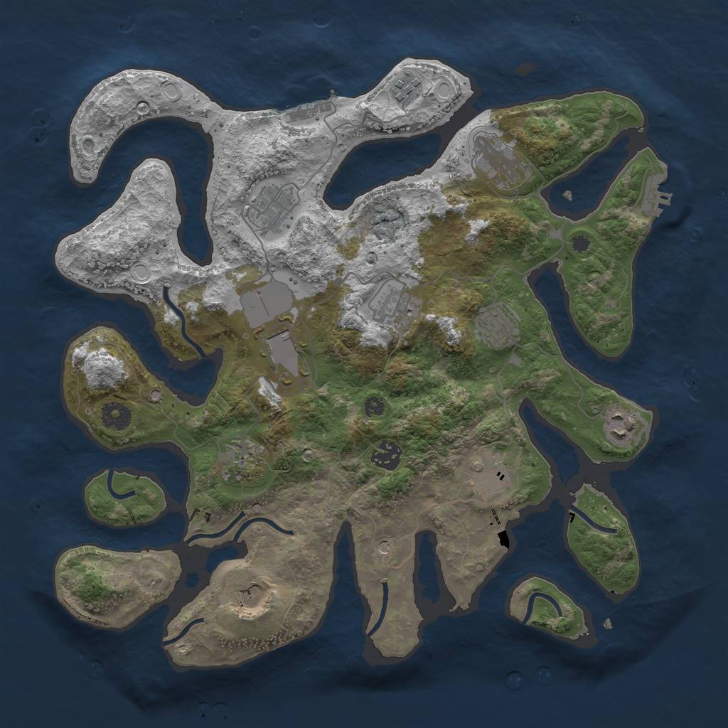 Rust Map: Procedural Map, Size: 3700, Seed: 63560263, 16 Monuments