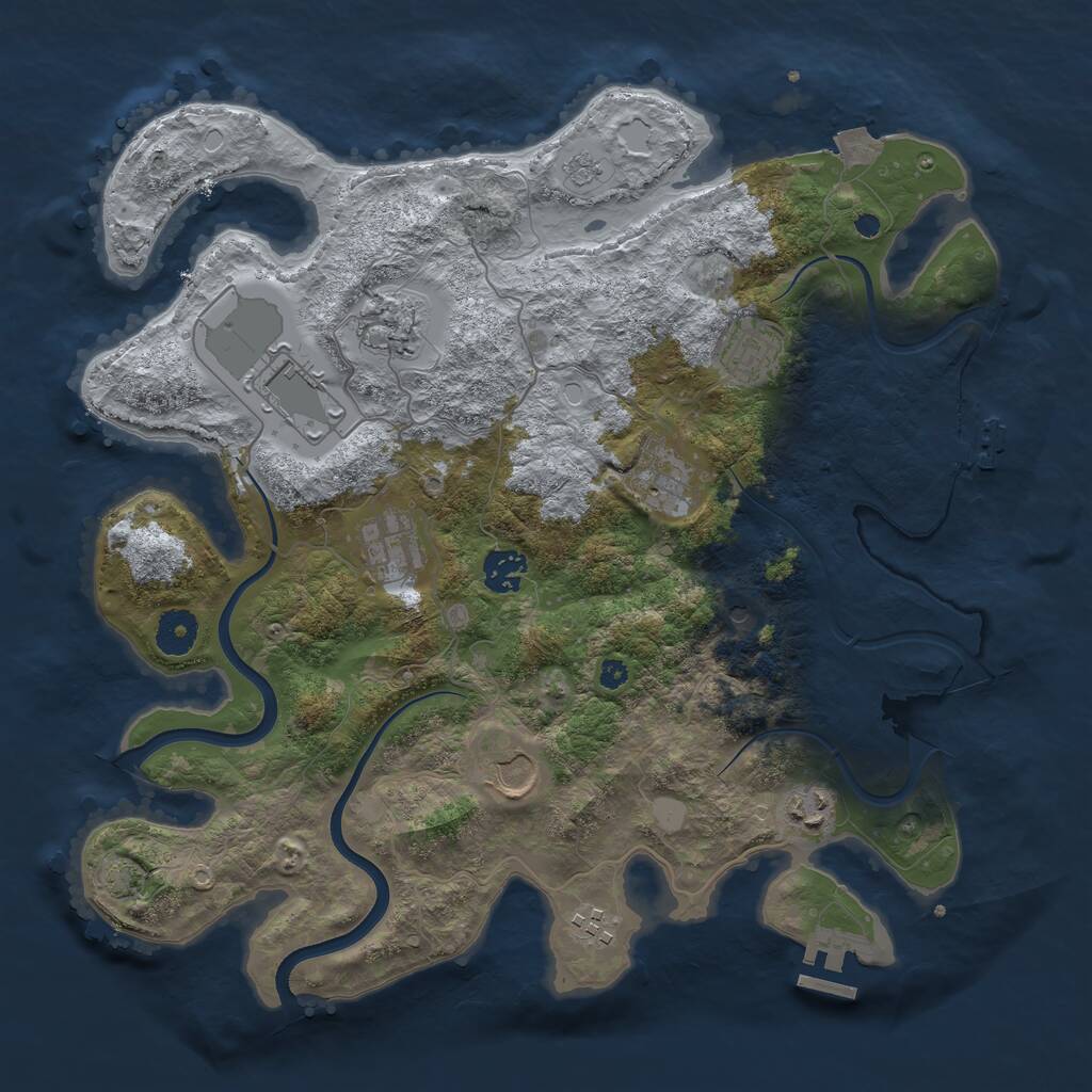 Rust Map: Procedural Map, Size: 3700, Seed: 63560263, 15 Monuments