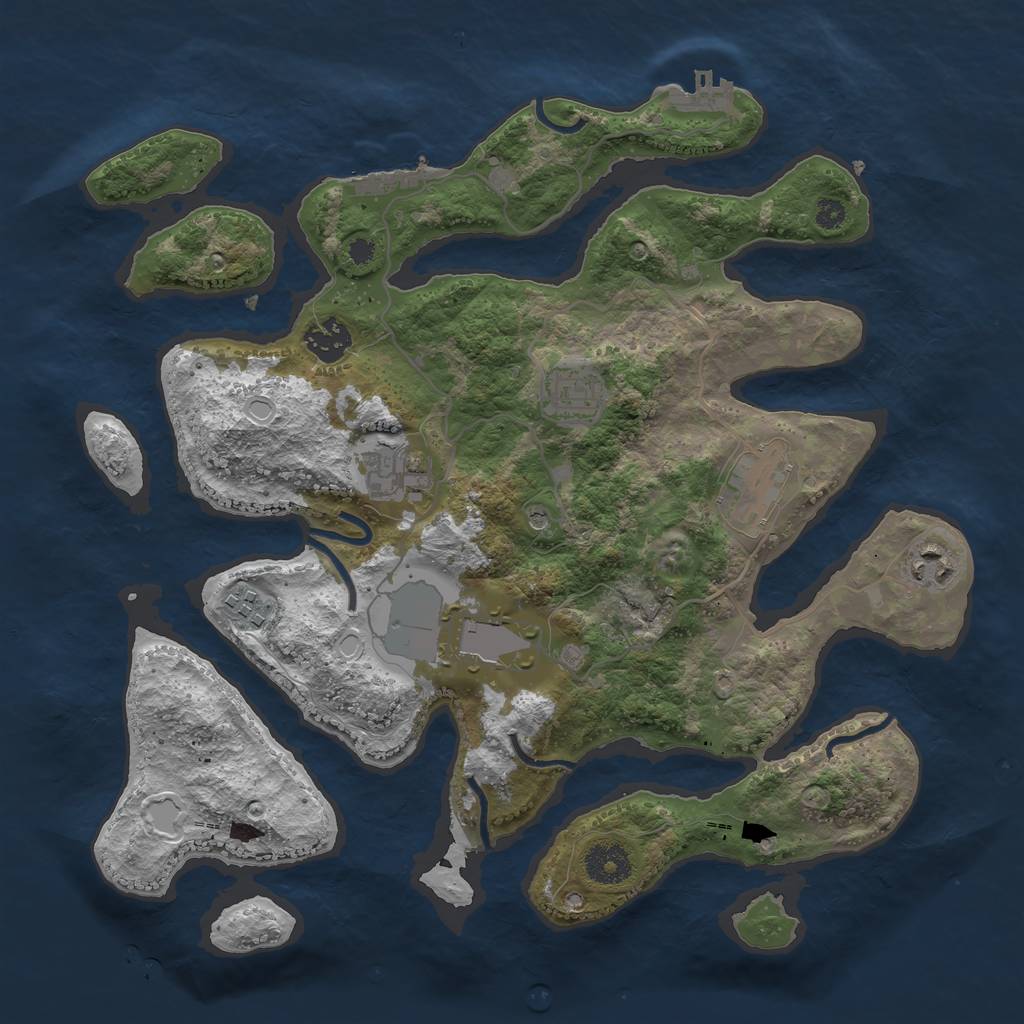 Rust Map: Procedural Map, Size: 3500, Seed: 684770647, 12 Monuments