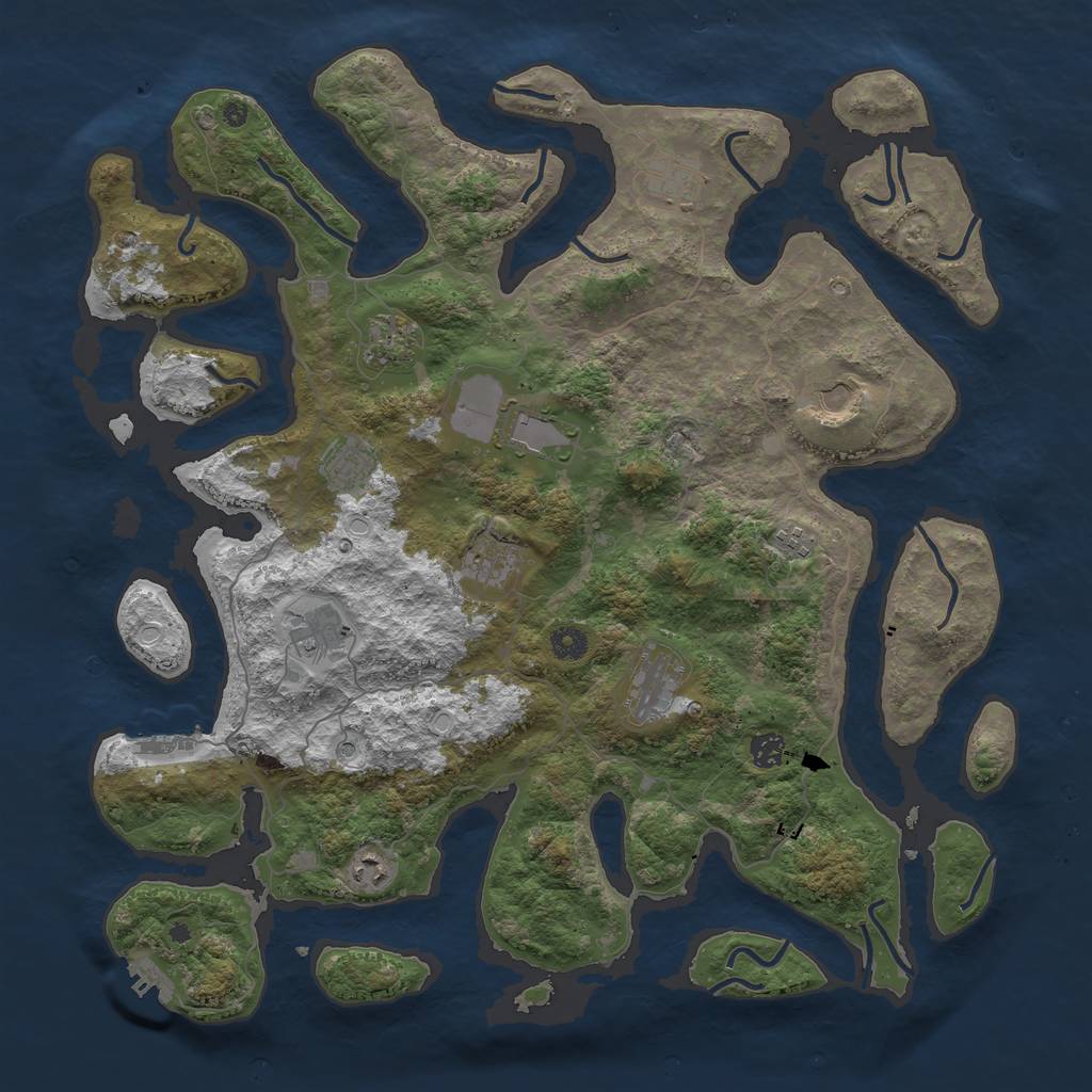 Rust Map: Procedural Map, Size: 4500, Seed: 778877019, 16 Monuments