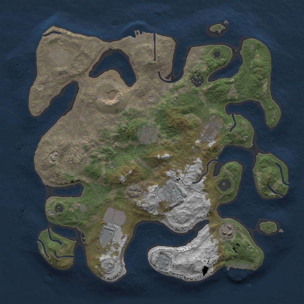 Rust Map: Procedural Map, Size: 3650, Seed: 231656537, 15 Monuments