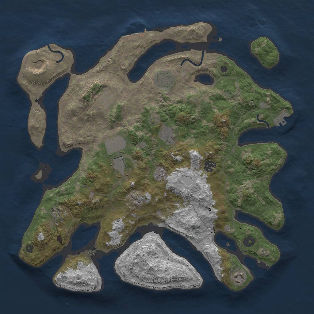 Rust Map: Procedural Map, Size: 4000, Seed: 240462, 14 Monuments