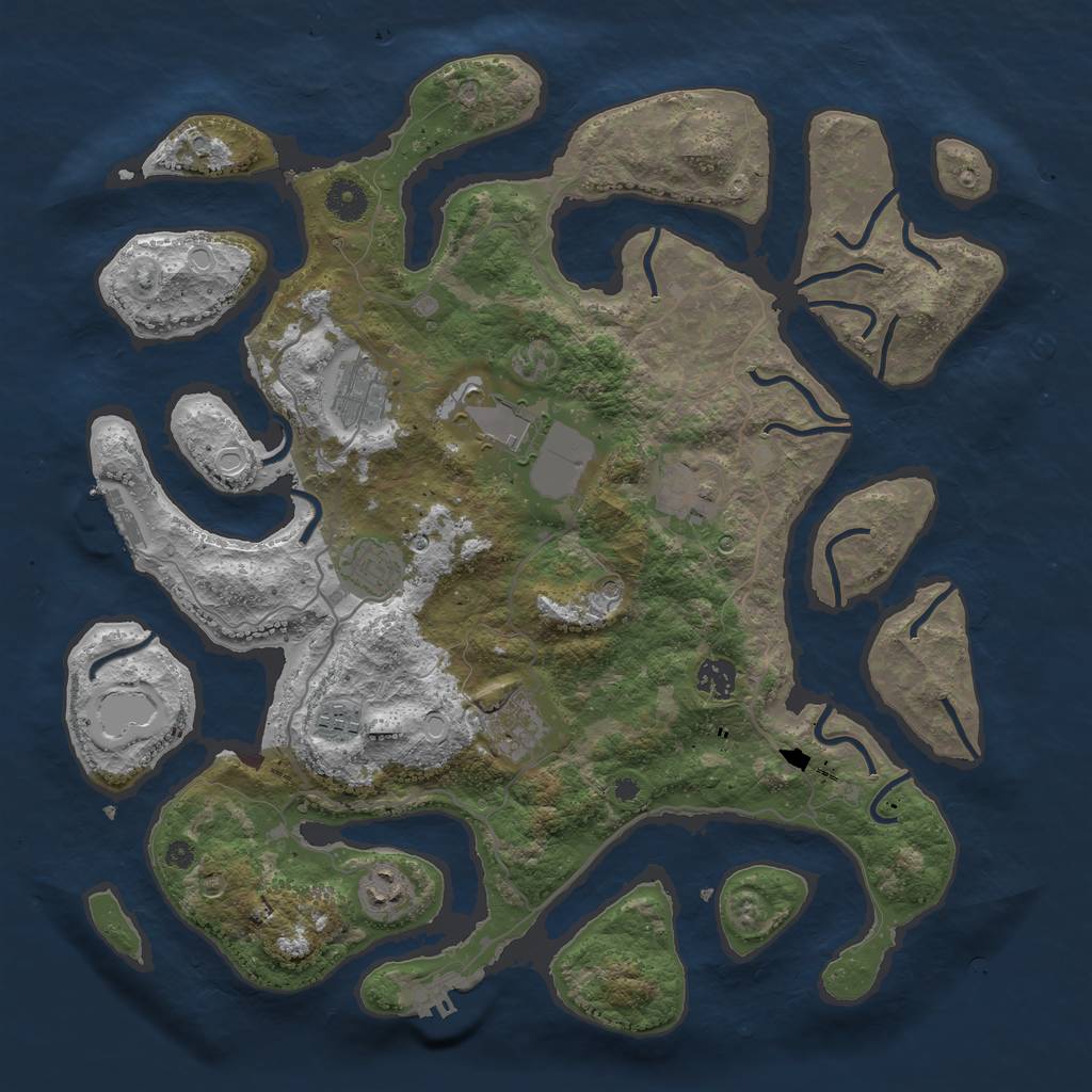 Rust Map: Procedural Map, Size: 4000, Seed: 287946, 13 Monuments