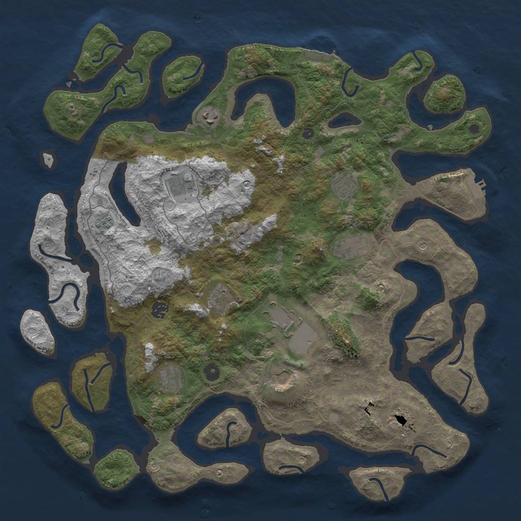 Rust Map: Procedural Map, Size: 4600, Seed: 1234567, 16 Monuments