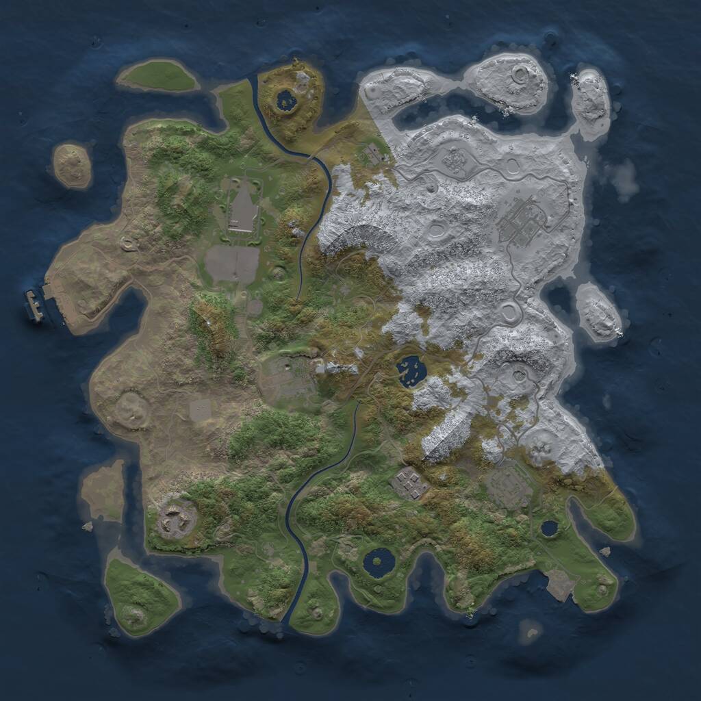 Rust Map: Procedural Map, Size: 3500, Seed: 176063258, 11 Monuments