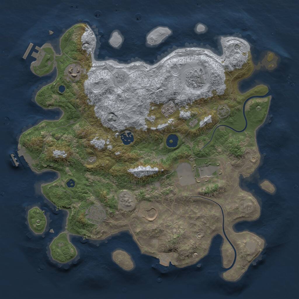 Rust Map: Procedural Map, Size: 3500, Seed: 920297075, 13 Monuments