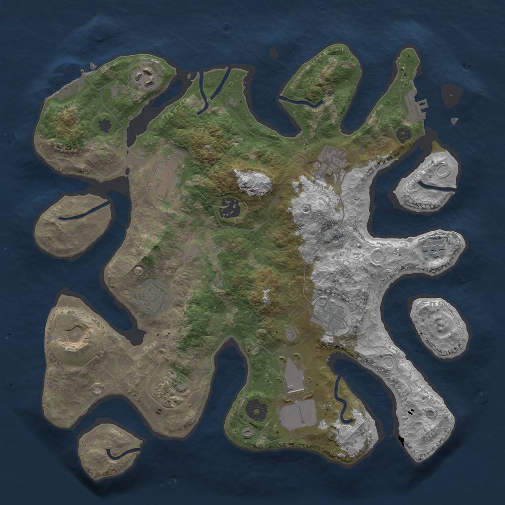 Rust Map: Procedural Map, Size: 3500, Seed: 835215558, 14 Monuments