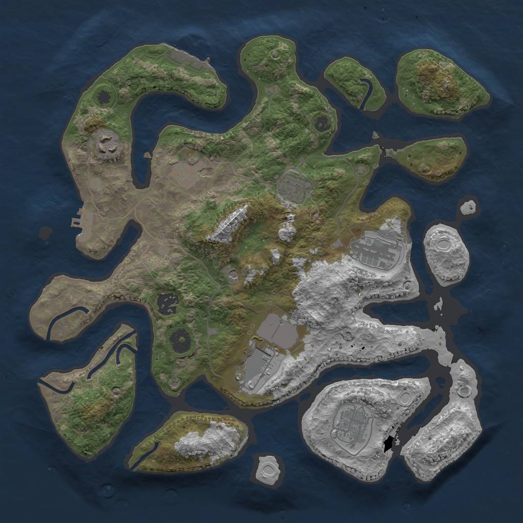 Rust Map: Procedural Map, Size: 3500, Seed: 1478855031, 12 Monuments