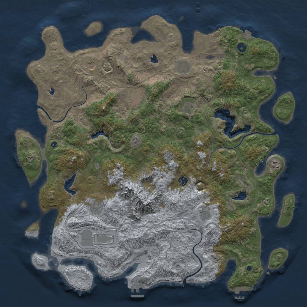 Rust Map: Procedural Map, Size: 5000, Seed: 500500500, 16 Monuments