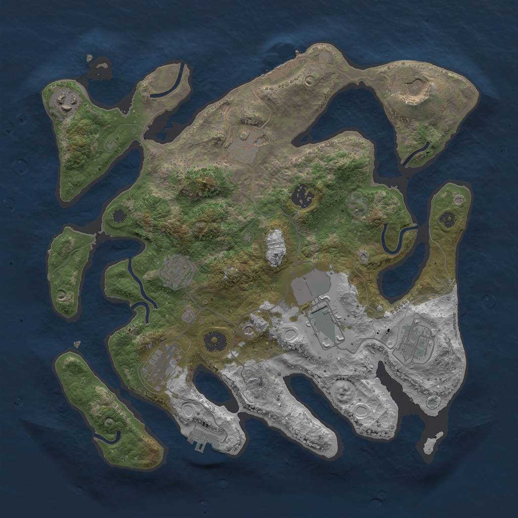 Rust Map: Procedural Map, Size: 3500, Seed: 93852, 13 Monuments