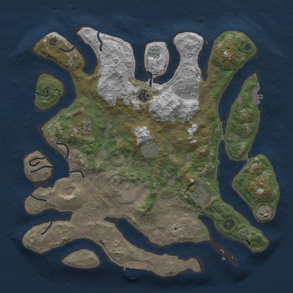 Rust Map: Procedural Map, Size: 4000, Seed: 43387340, 14 Monuments