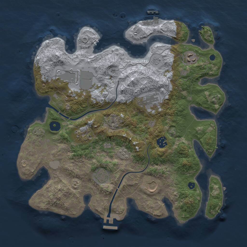 Rust Map: Procedural Map, Size: 3500, Seed: 5647, 14 Monuments