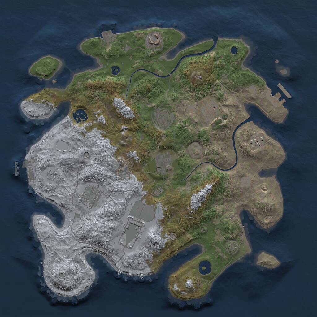 Rust Map: Procedural Map, Size: 3500, Seed: 54555, 14 Monuments