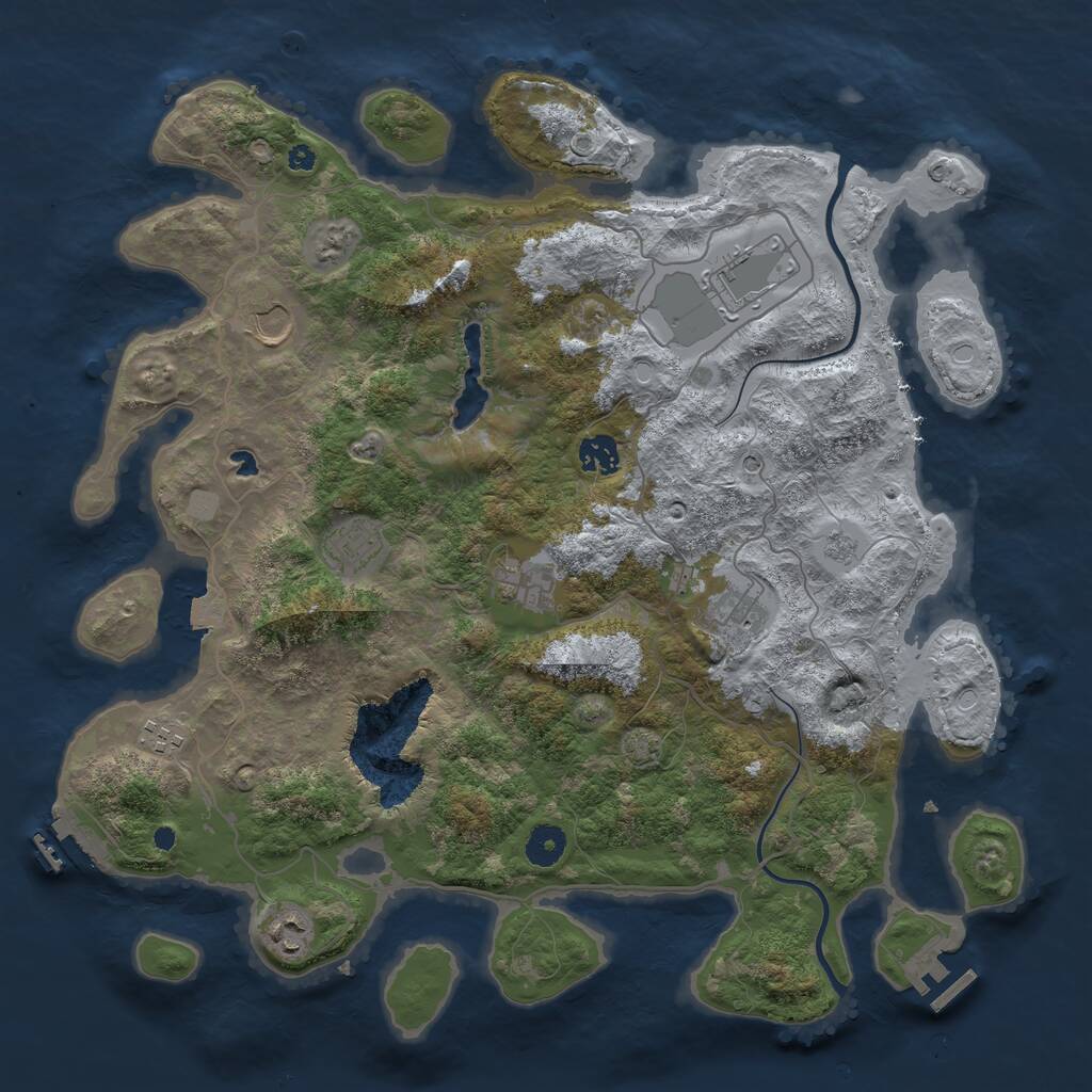 Rust Map: Procedural Map, Size: 4000, Seed: 73459874, 14 Monuments