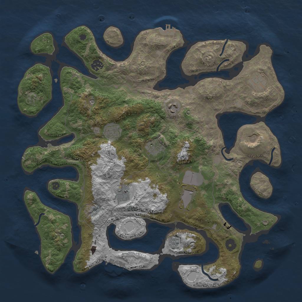 Rust Map: Procedural Map, Size: 4000, Seed: 13844, 14 Monuments