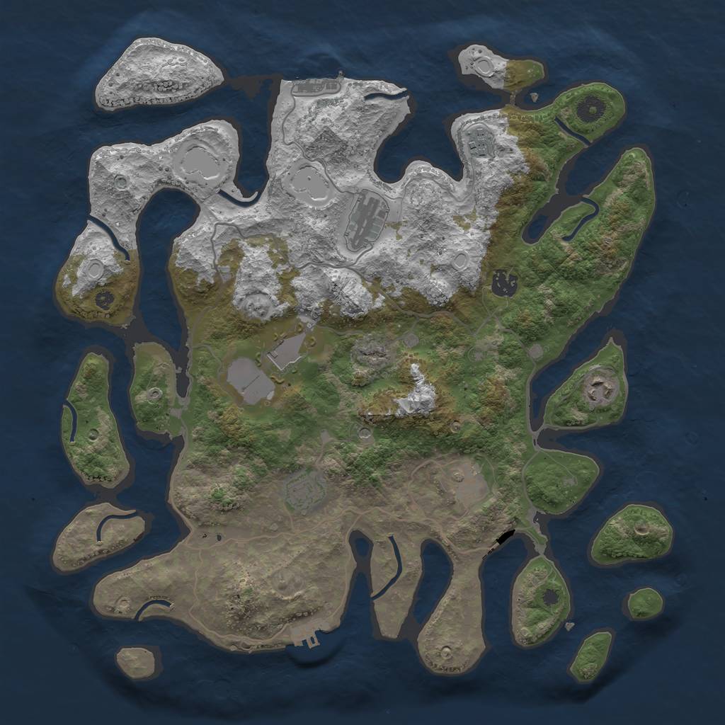 Rust Map: Procedural Map, Size: 4000, Seed: 5737, 12 Monuments