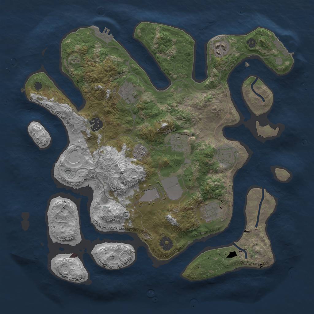 Rust Map: Procedural Map, Size: 3500, Seed: 374950, 13 Monuments