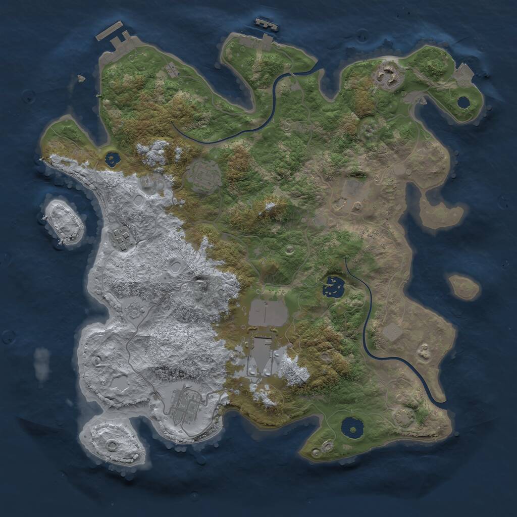 Rust Map: Procedural Map, Size: 3500, Seed: 374950, 12 Monuments
