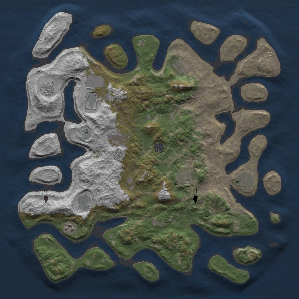 Rust Map: Barren, Size: 4500, Seed: 1878980653, 13 Monuments