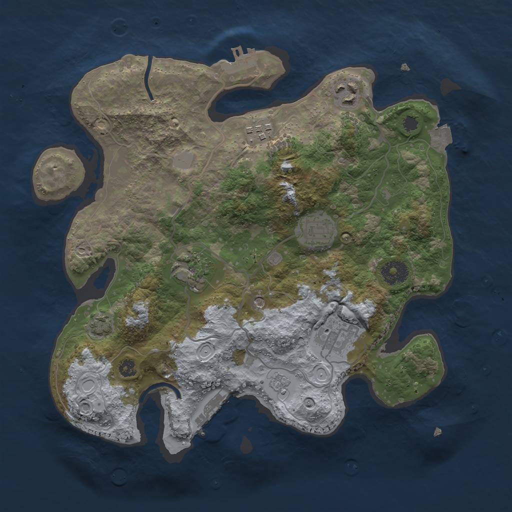 Rust Map: Procedural Map, Size: 3000, Seed: 2002, 13 Monuments