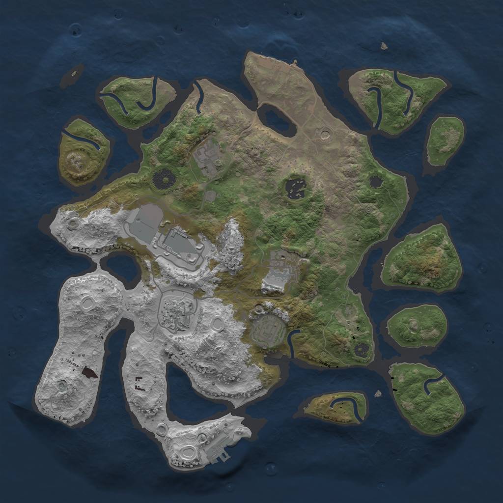 Rust Map: Procedural Map, Size: 3500, Seed: 555666, 11 Monuments