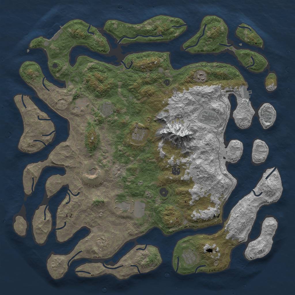 Rust Map: Procedural Map, Size: 5000, Seed: 2033727520, 16 Monuments