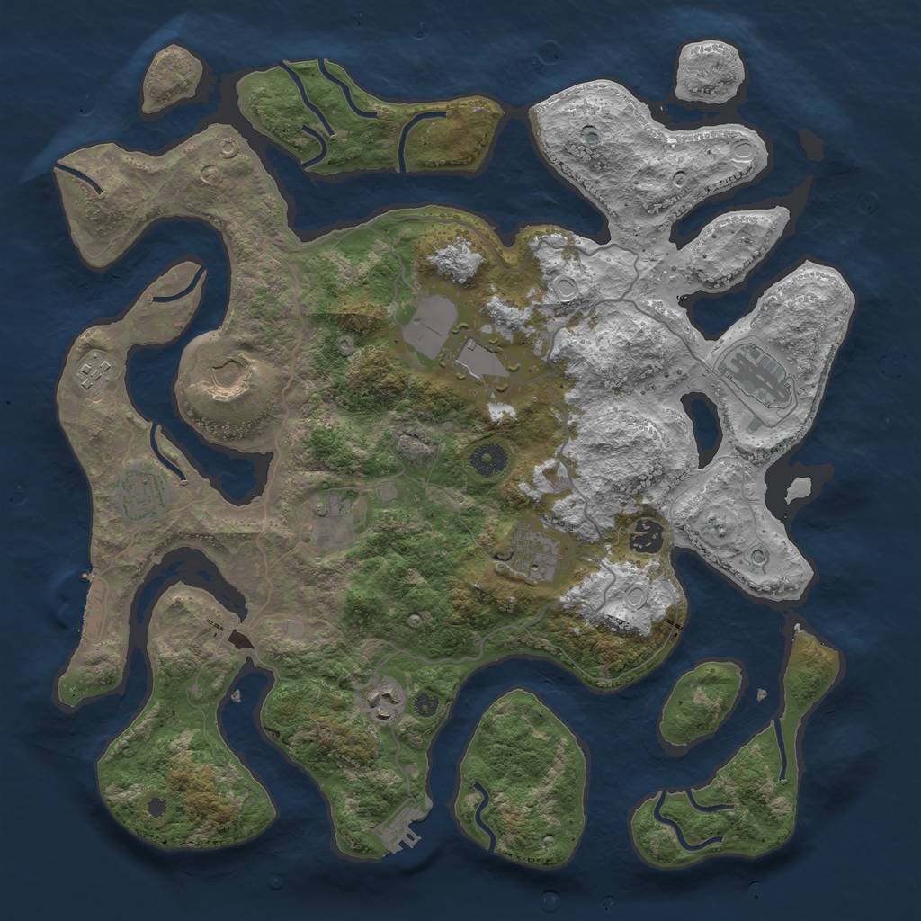 Rust Map: Procedural Map, Size: 4000, Seed: 429963, 14 Monuments