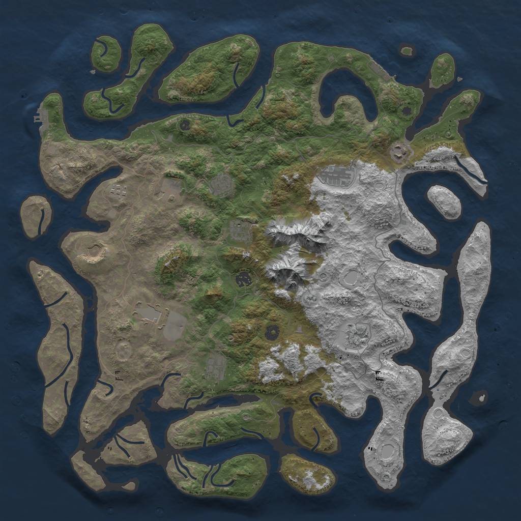 Rust Map: Procedural Map, Size: 5000, Seed: 2134417994, 16 Monuments