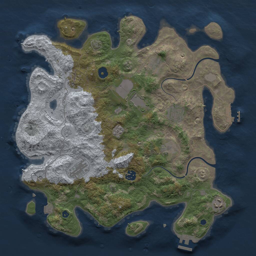 Rust Map: Procedural Map, Size: 3659, Seed: 695, 15 Monuments