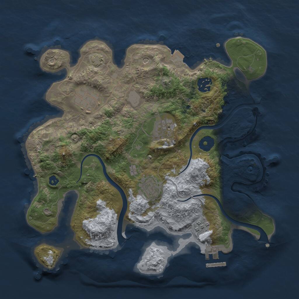 Rust Map: Procedural Map, Size: 3000, Seed: 744930666, 9 Monuments