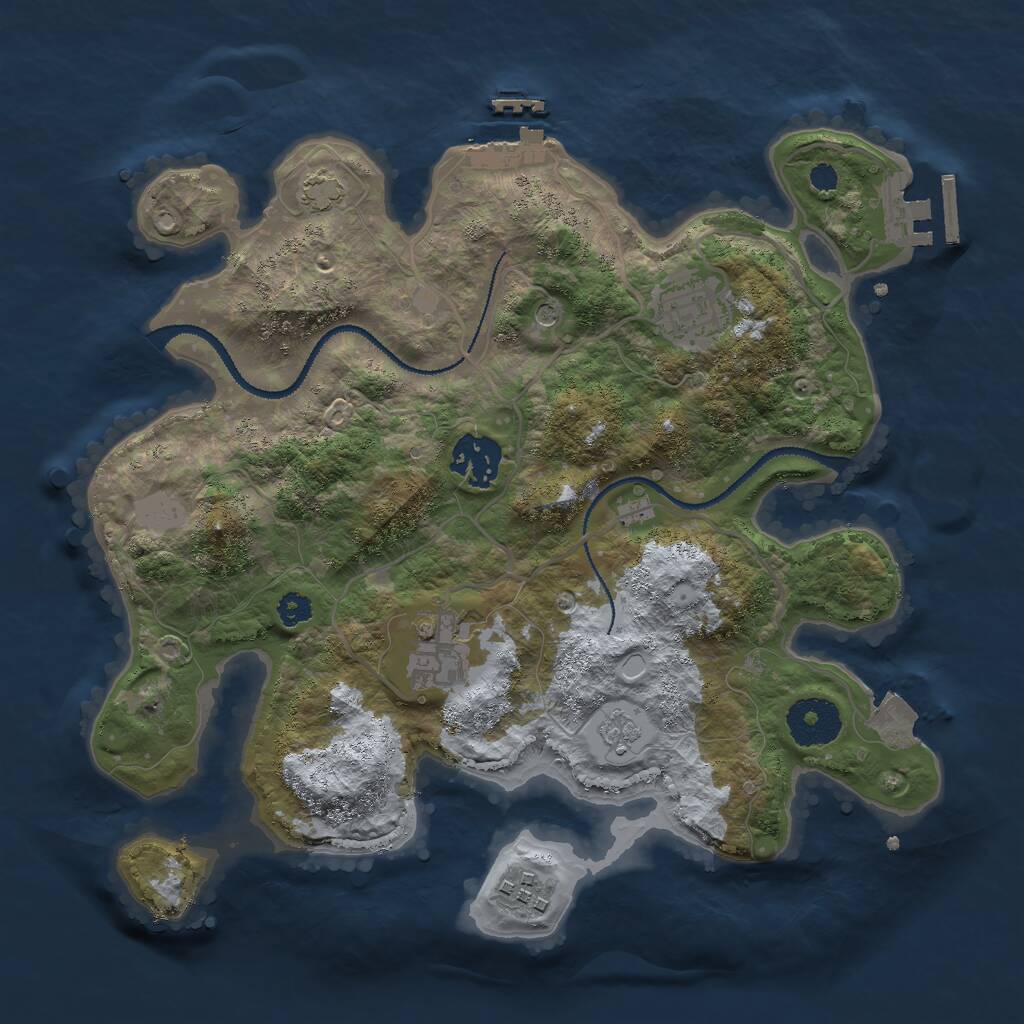 Rust Map: Procedural Map, Size: 3000, Seed: 744930666, 10 Monuments