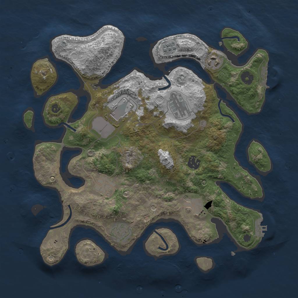 Rust Map: Procedural Map, Size: 3500, Seed: 1020734626, 13 Monuments