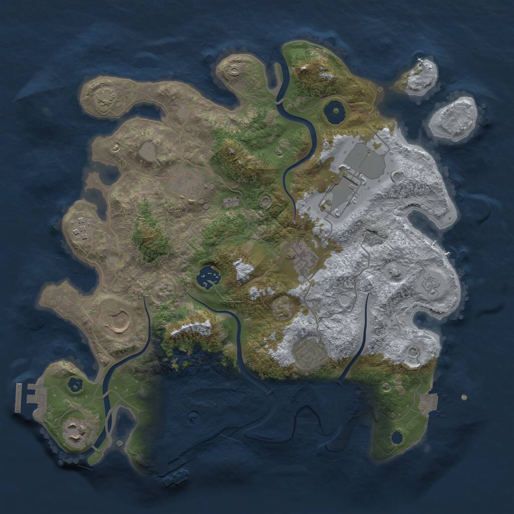 Rust Map: Procedural Map, Size: 3500, Seed: 544575, 14 Monuments